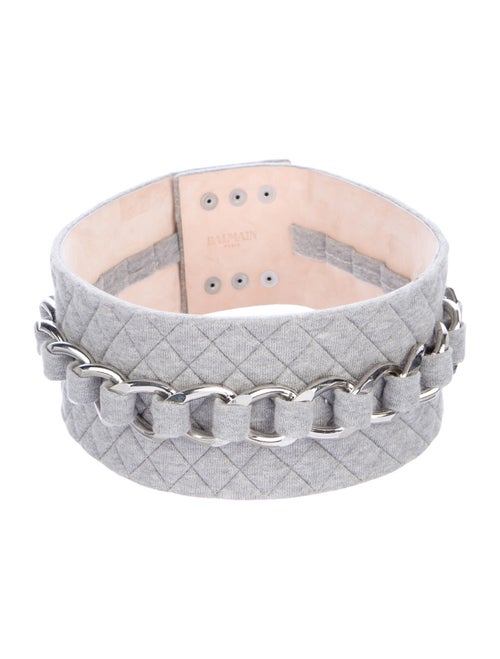 Balmain Quilted Pattern Waist Belt Grey
