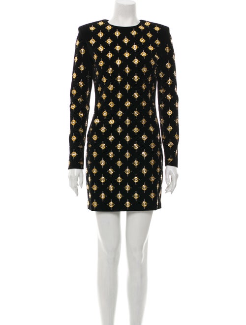 Balmain Printed Mini Dress Black
