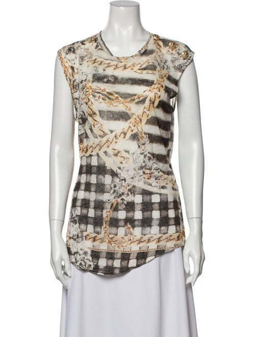 Balmain Linen Printed Top White