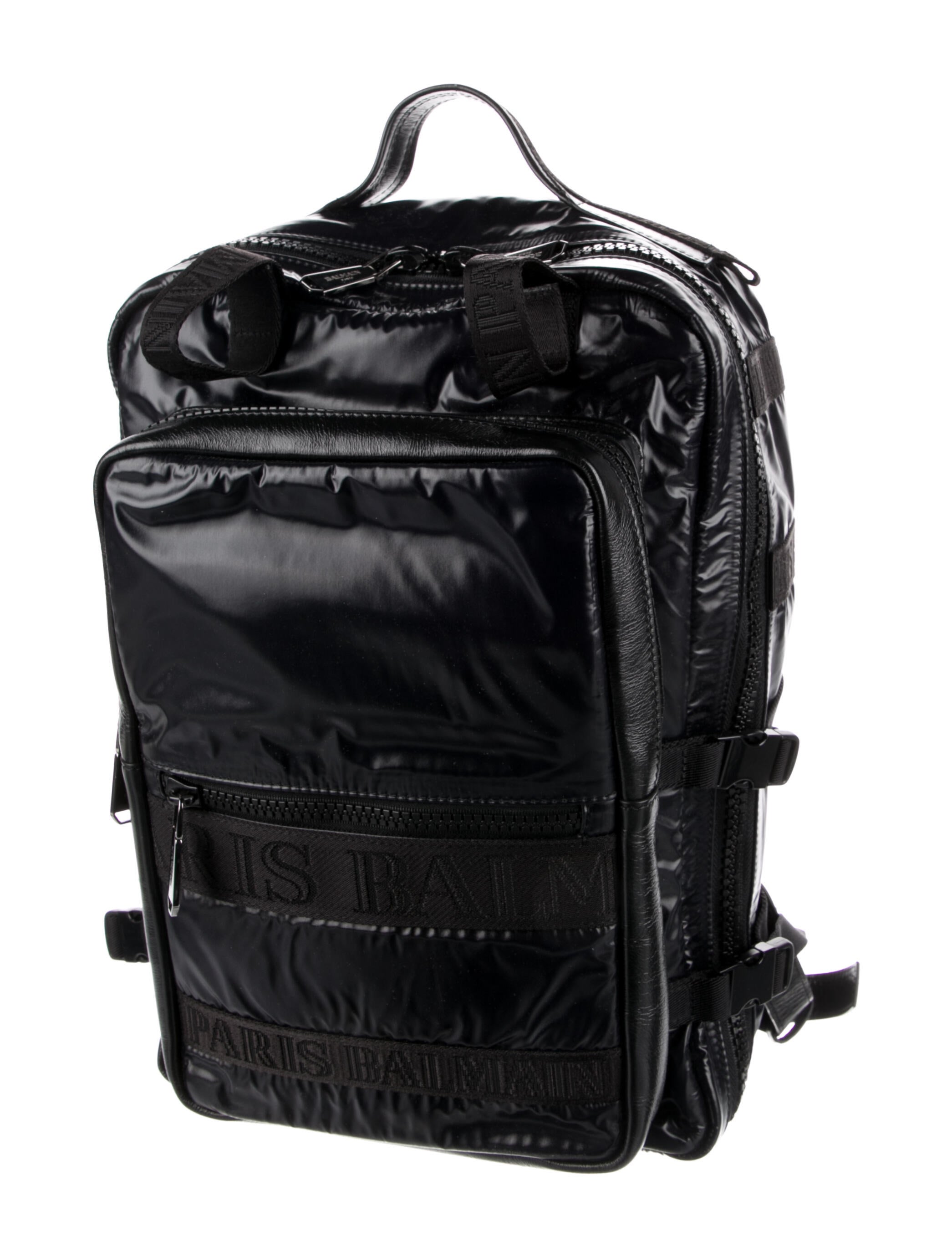 Balmain LeatherTrim Nylon Backpack Black Backpacks, Bags BAM59655