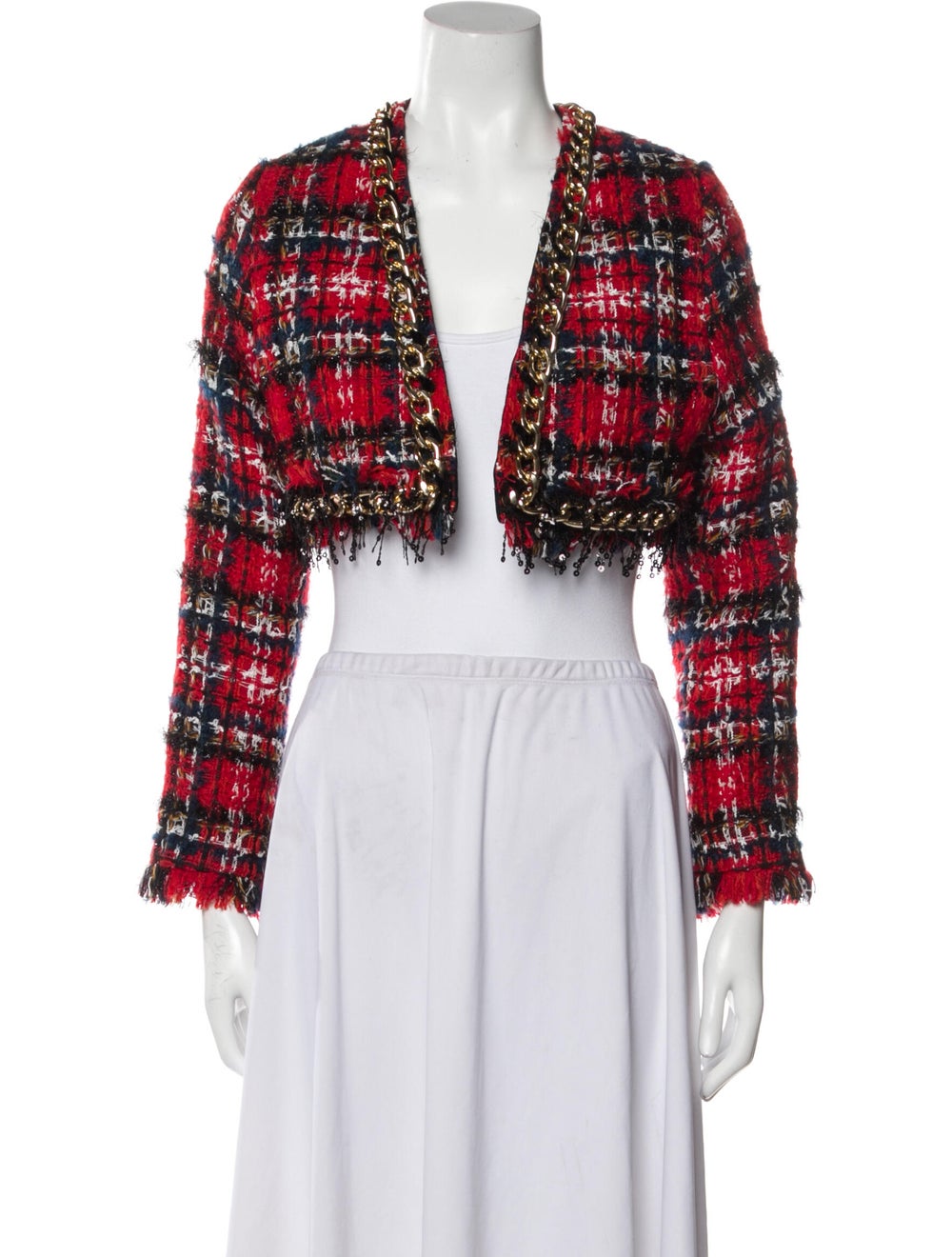 Balmain Plaid Print Bolero - image 1