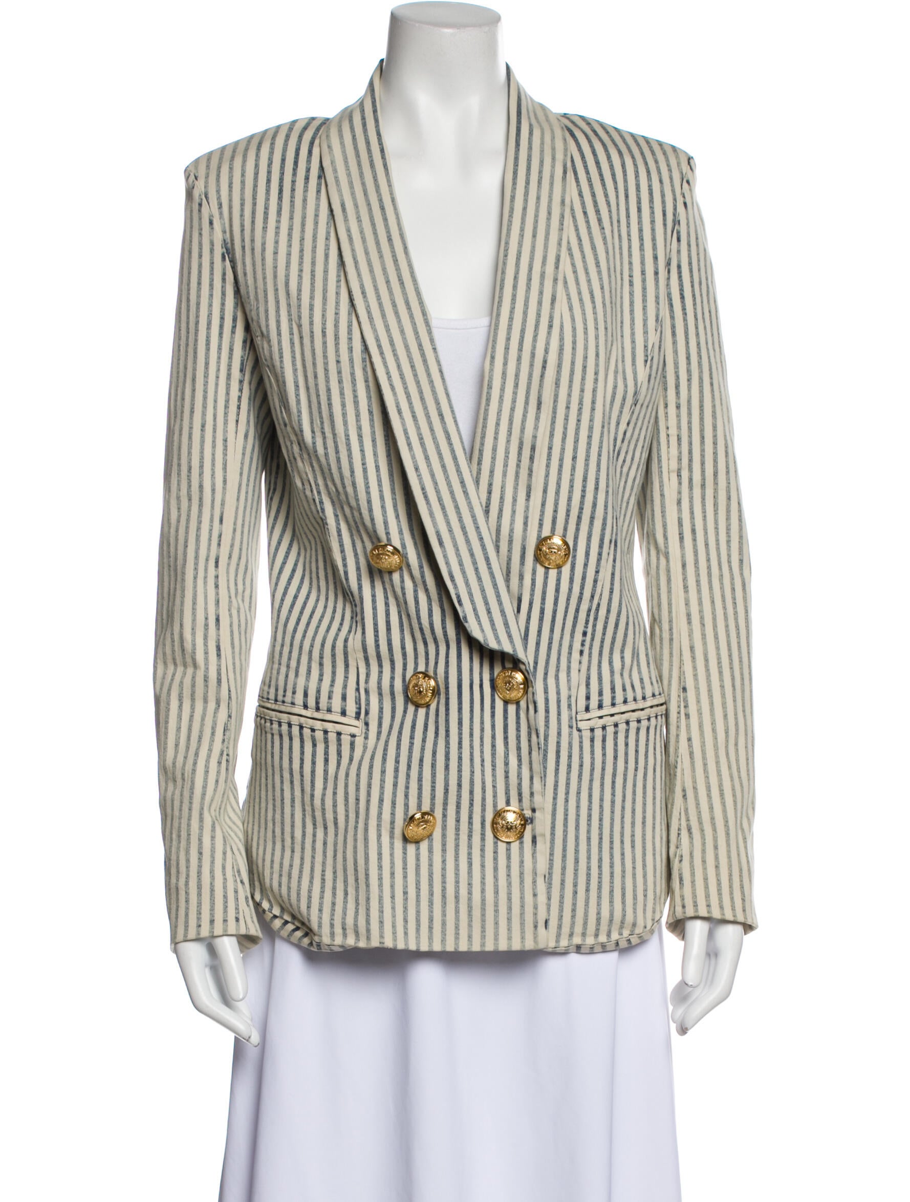Balmain Striped Blazer - Neutrals 