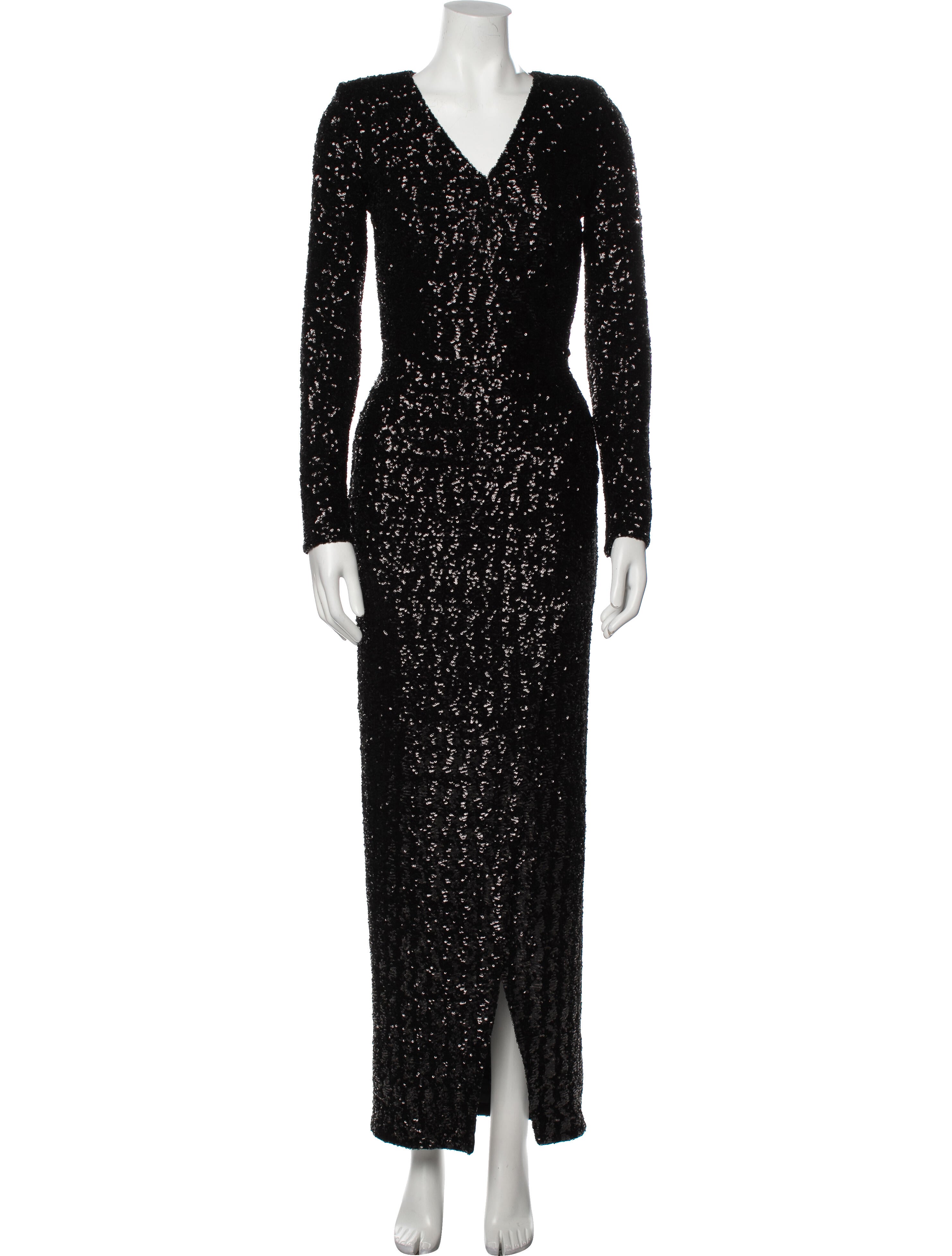 Balmain V-Neck Long Dress - Black Dresses, Clothing - BAM65304 | The  RealReal