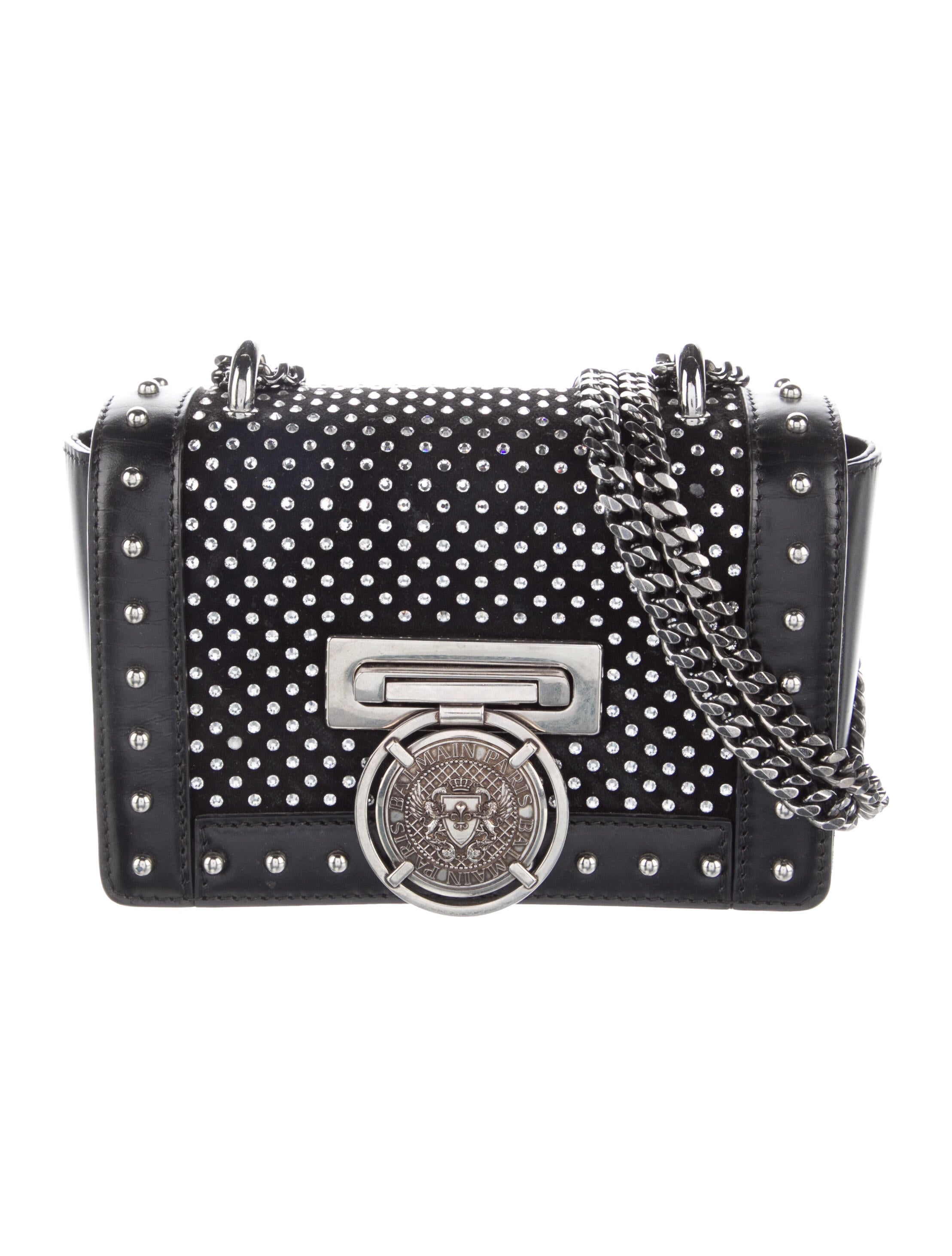 Balmain Baby Box Studded Shoulder Bag Black Crossbody Bags, Handbags