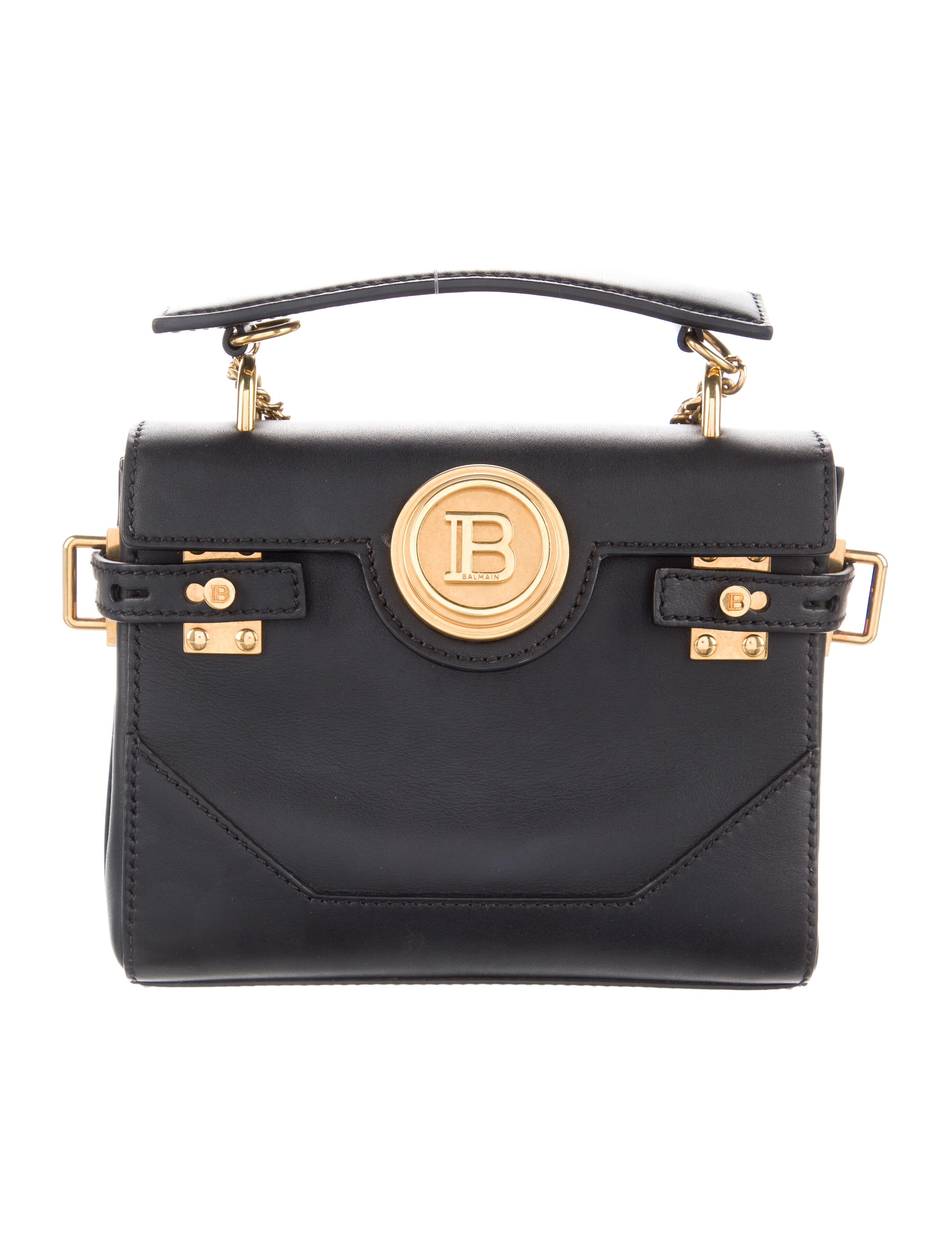 Balmain Leather Studded Baby Box Crossbody Bag Black Crossbody Bags