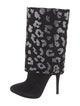 Balmain Suede Floral Print Lace-Up Boots