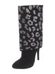 Balmain Suede Floral Print Lace-Up Boots