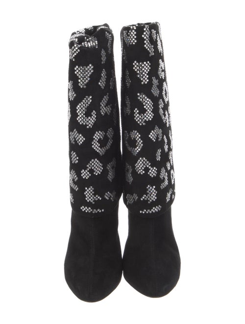 Balmain Suede Floral Print Lace-Up Boots