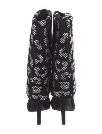 Balmain Suede Floral Print Lace-Up Boots