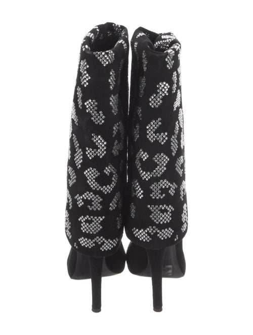 Balmain Suede Floral Print Lace-Up Boots