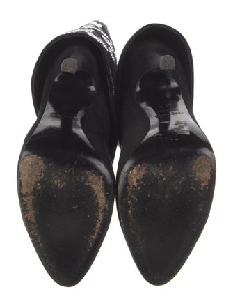 Balmain Suede Floral Print Lace-Up Boots