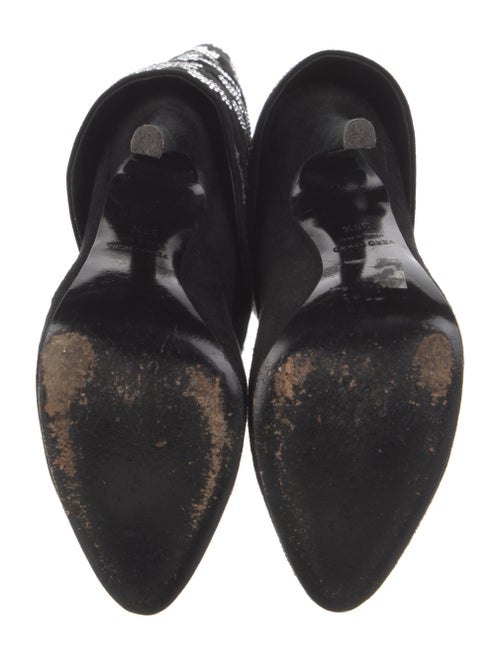 Balmain Suede Floral Print Lace-Up Boots