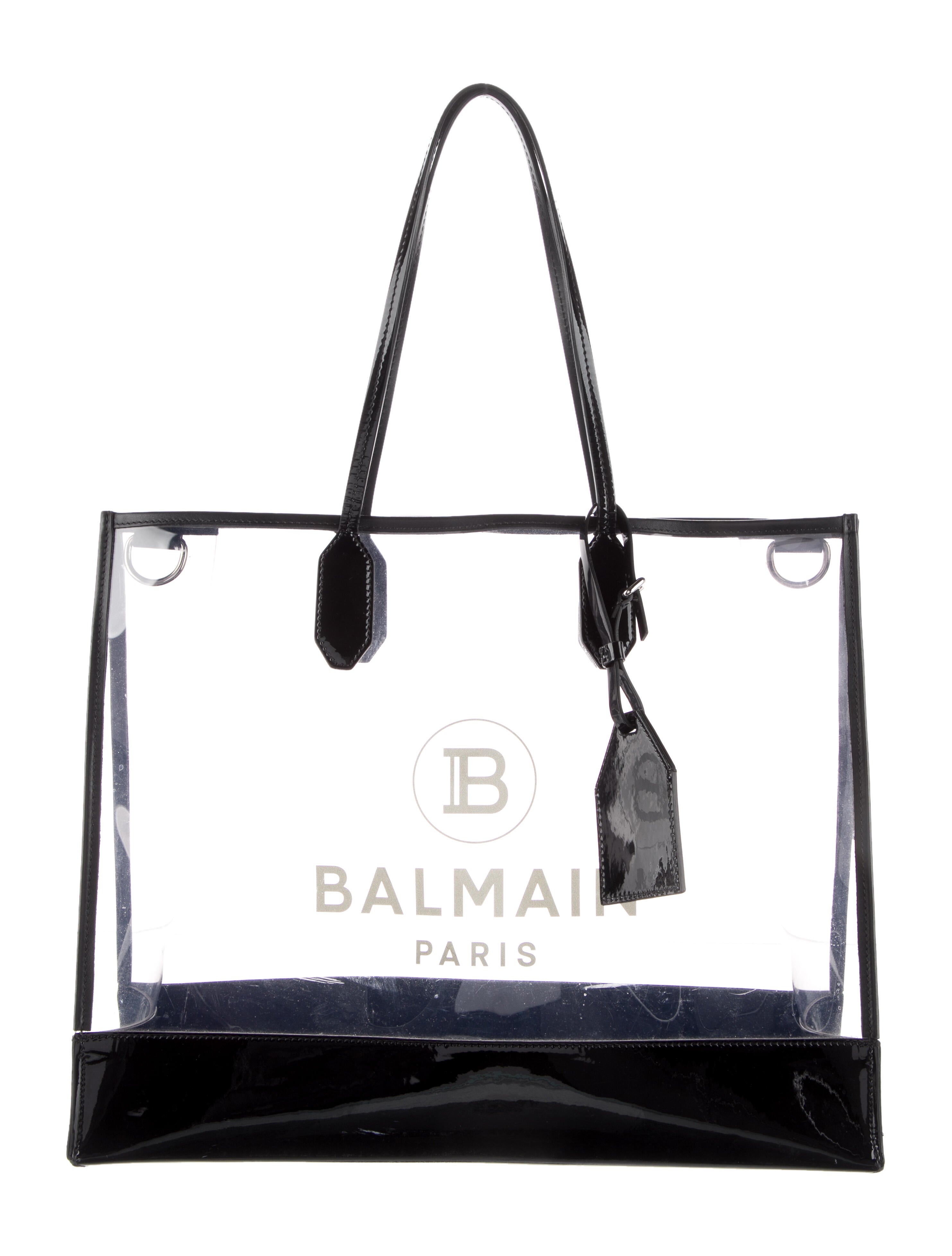 Balmain PVC Leather Trimmed Tote Clear Totes, Handbags BAM71876