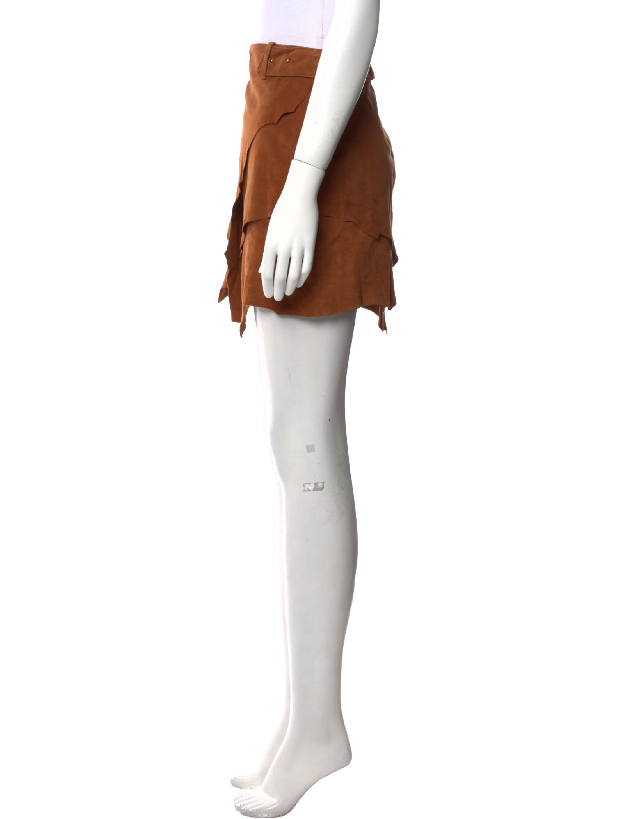 Balmain Goat Leather Mini Skirt