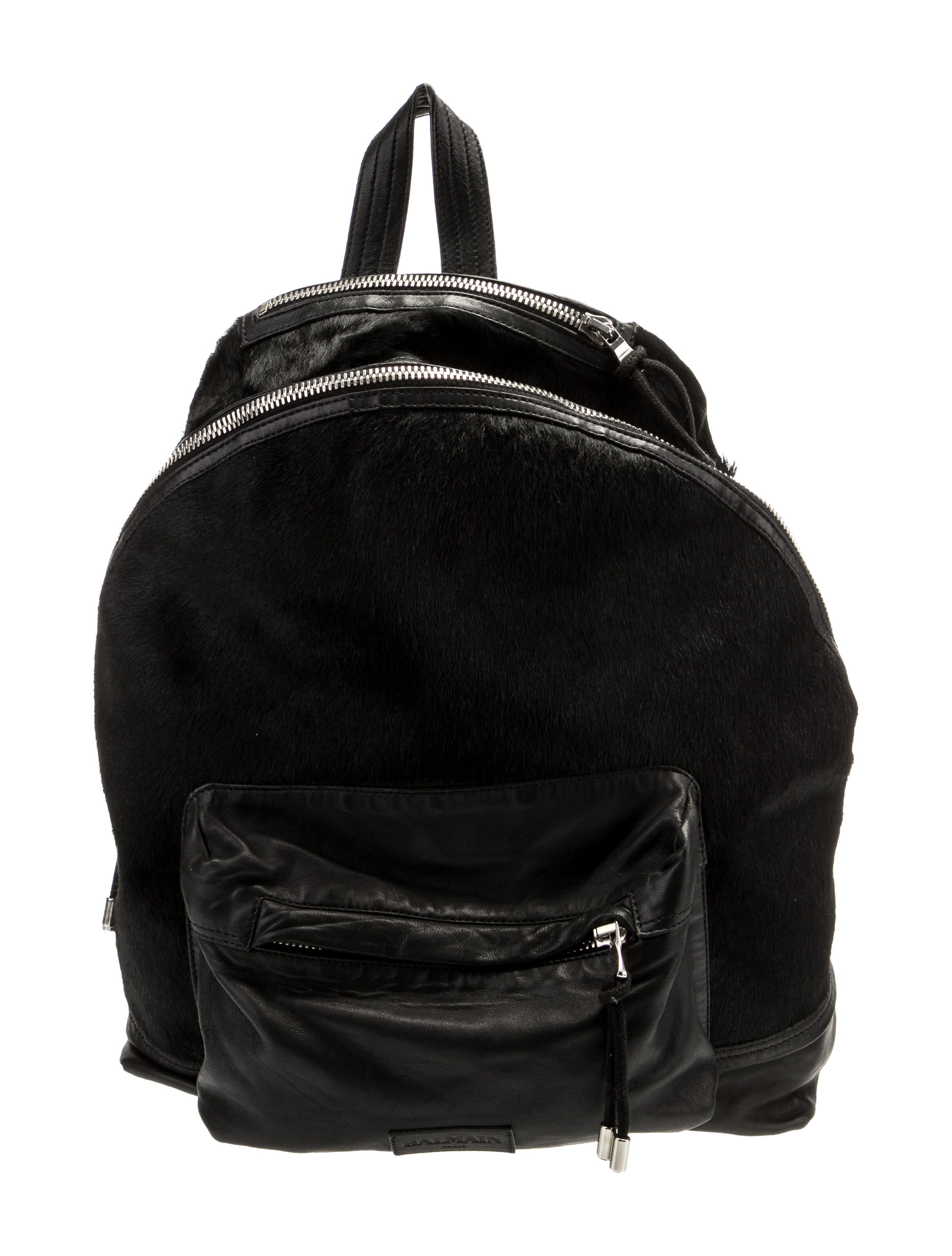 Balmain Ponyhair LeatherTrimmed Backpack Black Backpacks, Bags