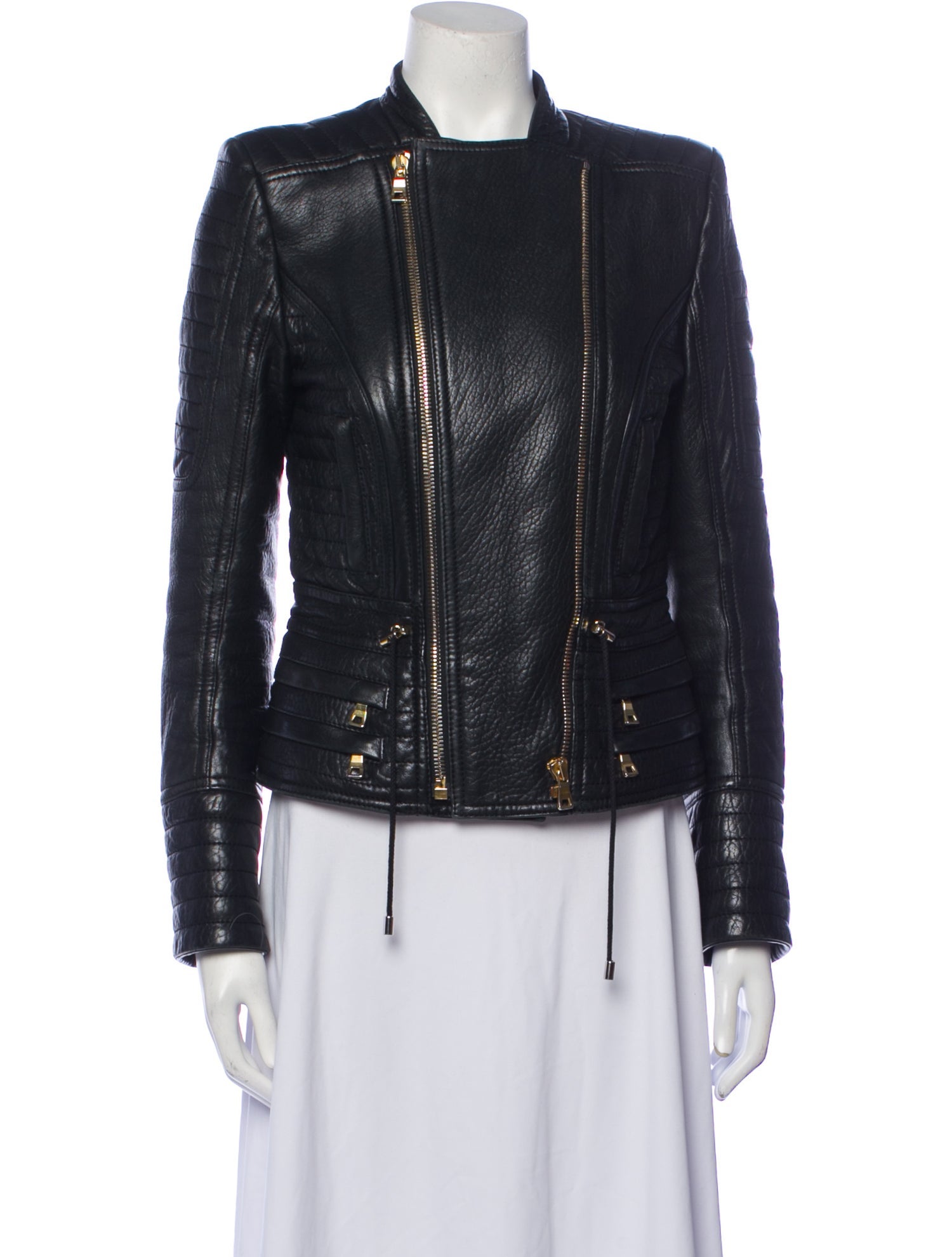 balmain quilted monogram leather jacket