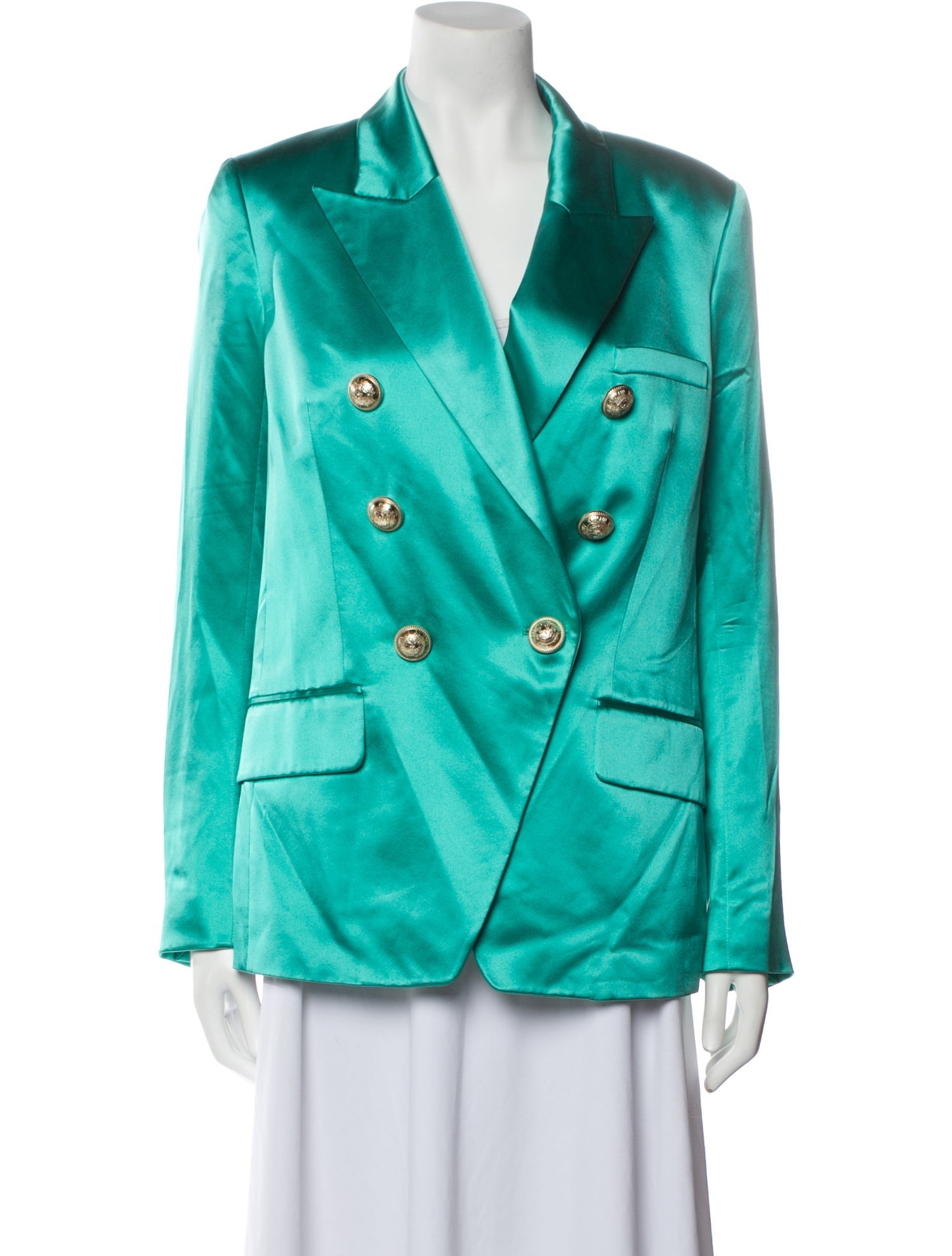 Balmain Silk Blazer Blue Jackets, Clothing BAM82485 The RealReal