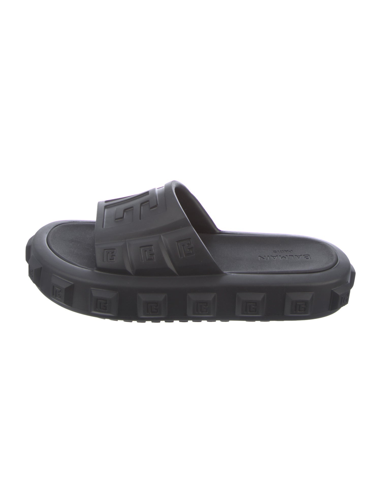 サンダル Balmain AM1UL322KEVA POOL Slides Balmain Mens White Ari Rubber Slides Sandals | Positivo Clothing