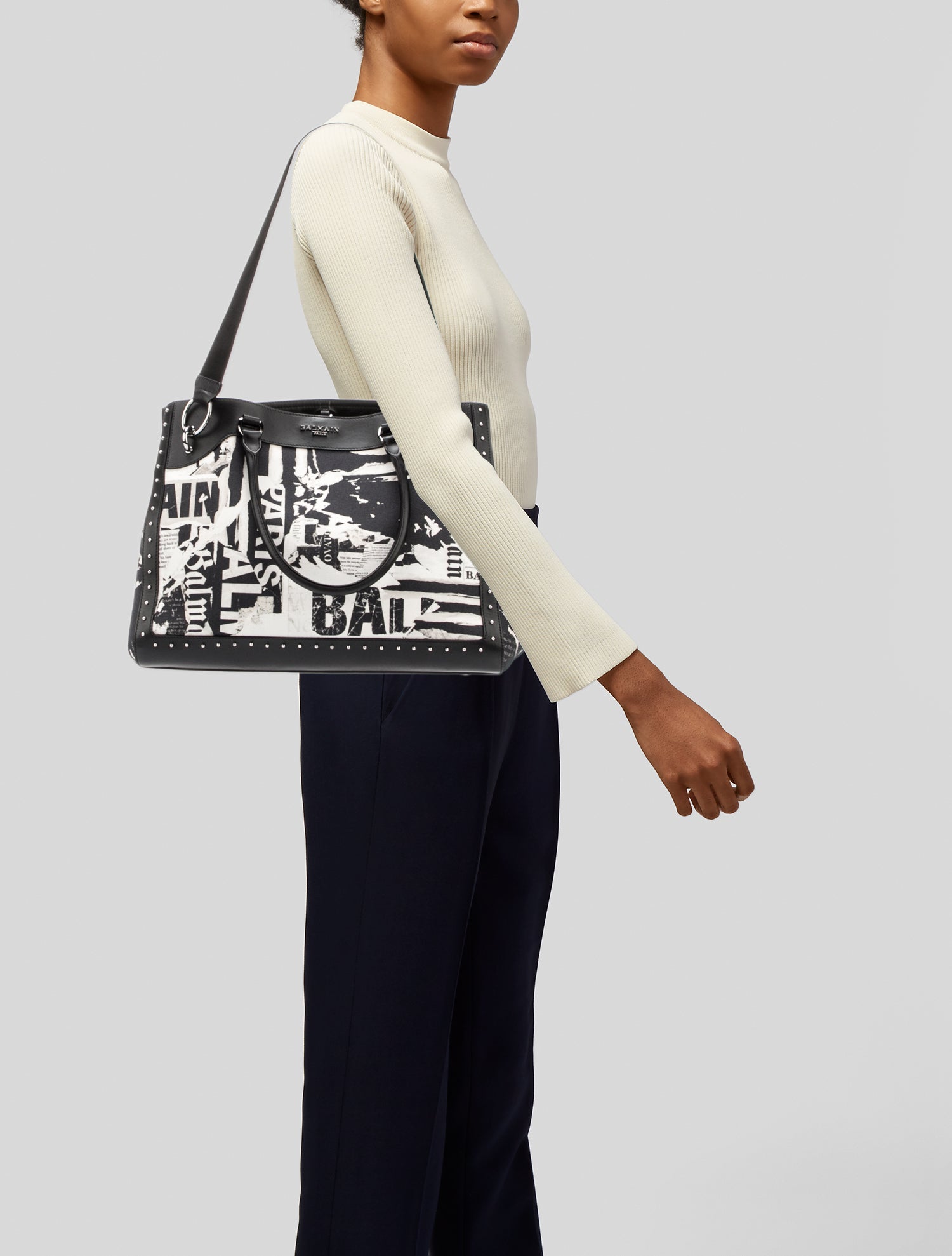 Balmain Patent Leather Trimmed PVC Tote Bag Clear Totes, Handbags