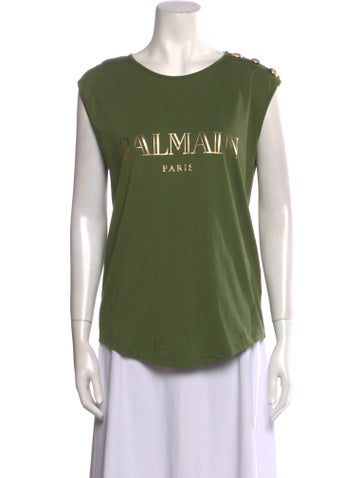 Balmain Tops Graphic Print Scoop Neck T-Shirt Us6, Fr38 | M