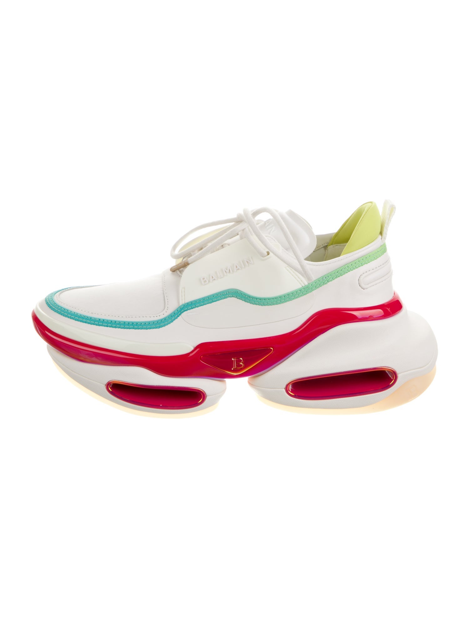 Balmain Leather Colorblock Pattern Sneakers