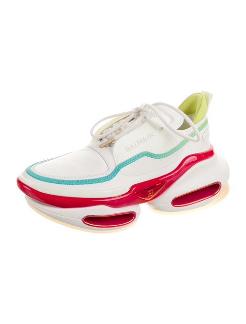 Balmain Leather Colorblock Pattern Sneakers