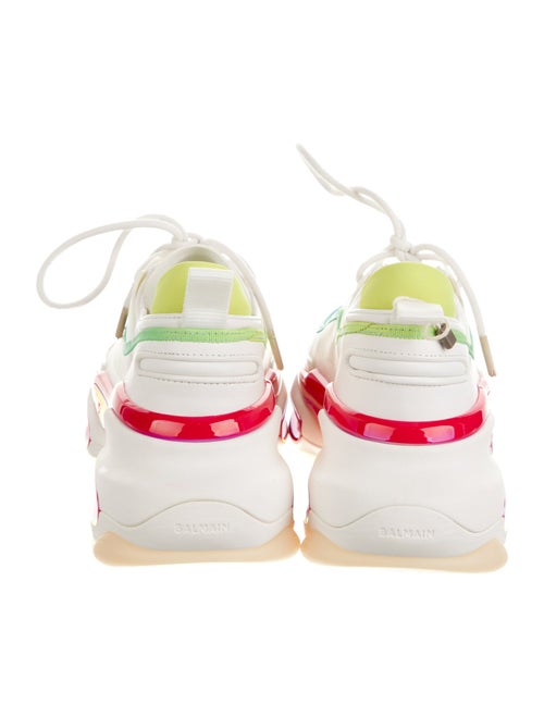 Balmain Leather Colorblock Pattern Sneakers