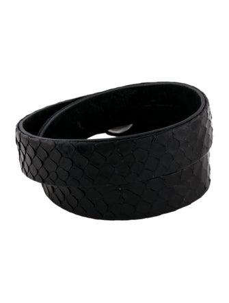 Balmain Python & Leather Double Wrap Bracelet