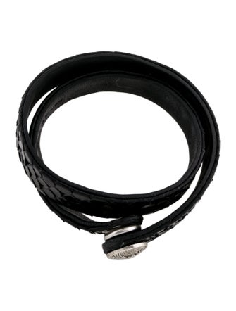 Balmain Python & Leather Double Wrap Bracelet