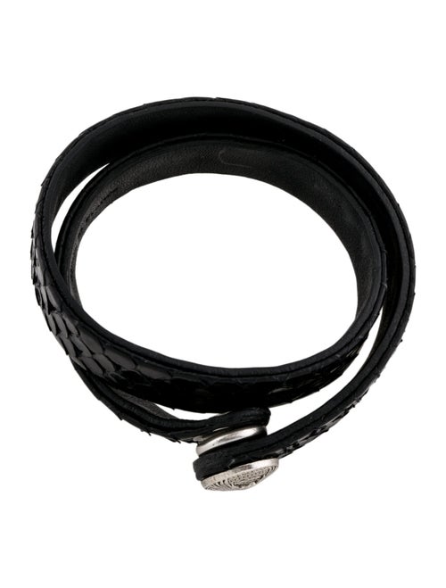 Balmain Python & Leather Double Wrap Bracelet