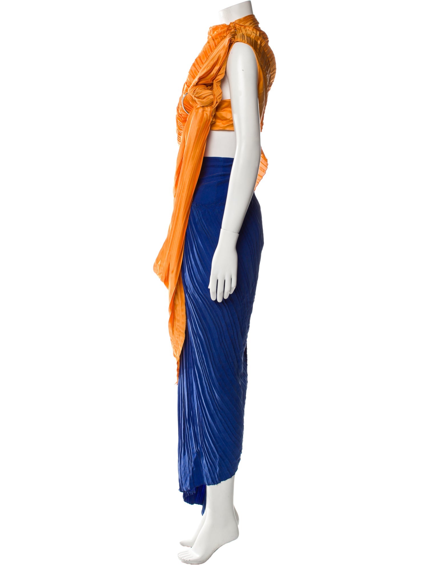 Balmain Colorblock Pattern Pleated Accents Skirt Set