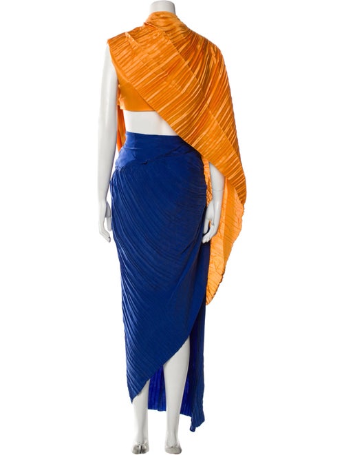 Balmain Colorblock Pattern Pleated Accents Skirt Set