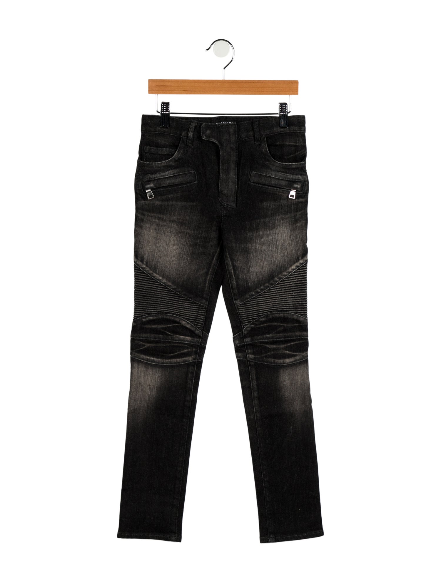 Balmain Boys' Solid Straight Leg Biker Jeans w/ Tags