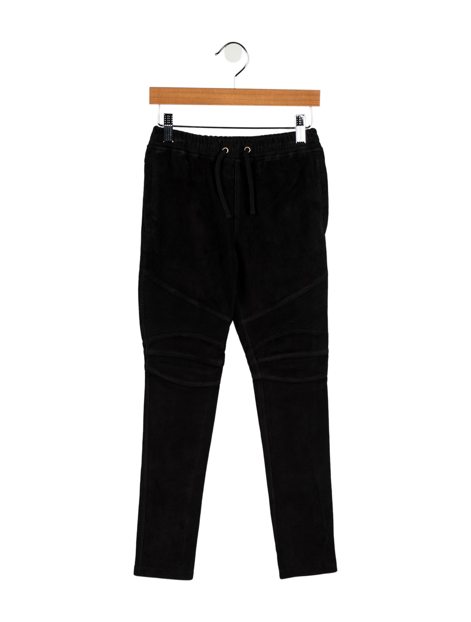 Balmain Boys' Solid Leather Biker Pants w/ Tags