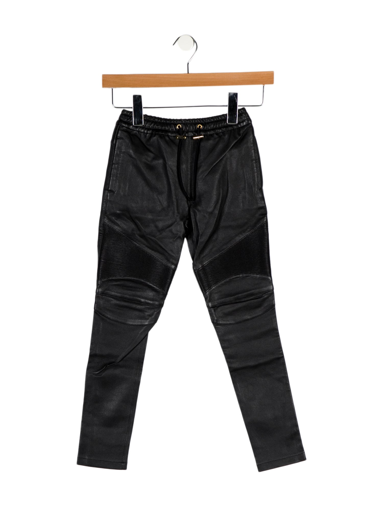 Balmain Girls' Solid Leather Pants w/ Tags