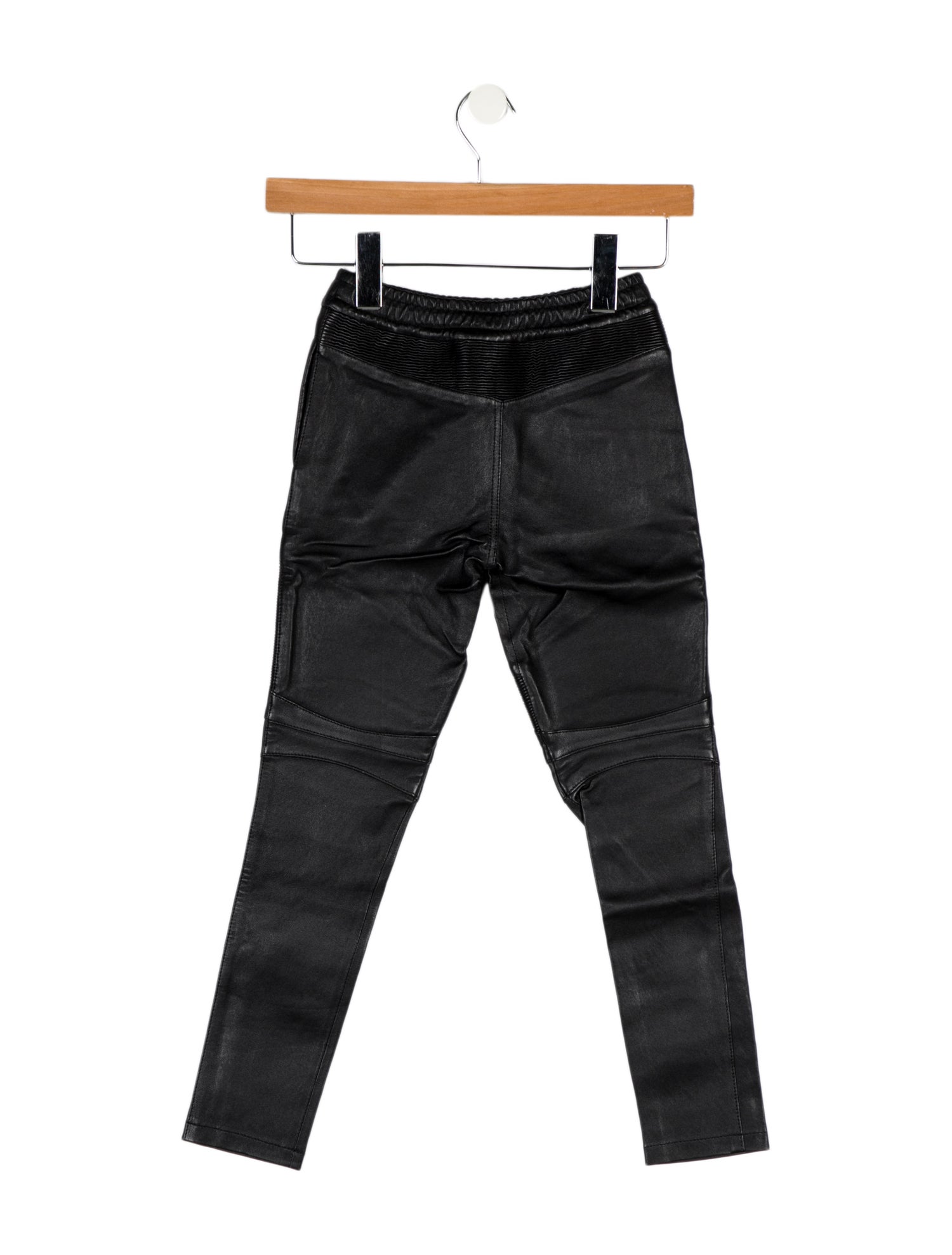 Balmain Girls' Solid Leather Pants w/ Tags
