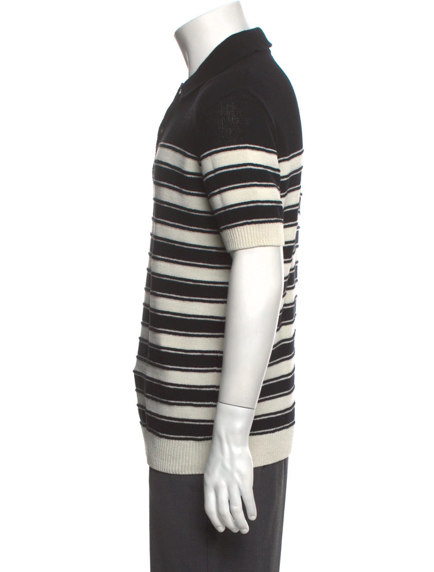 Balmain Striped Collar Polo Sweater