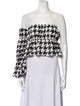 Balmain Houndstooth Print Off-The-Shoulder Crop Top