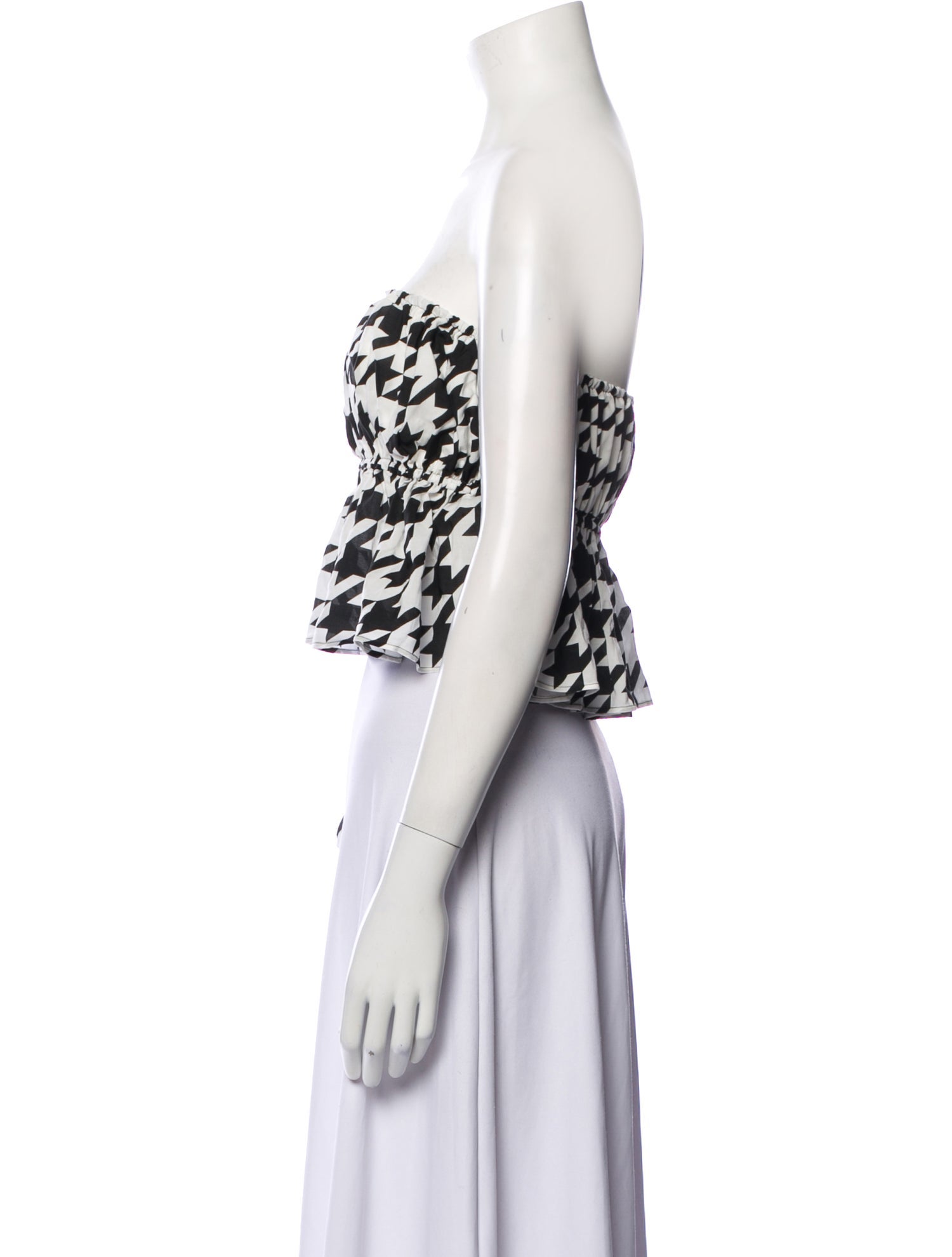 Balmain Houndstooth Print Off-The-Shoulder Crop Top