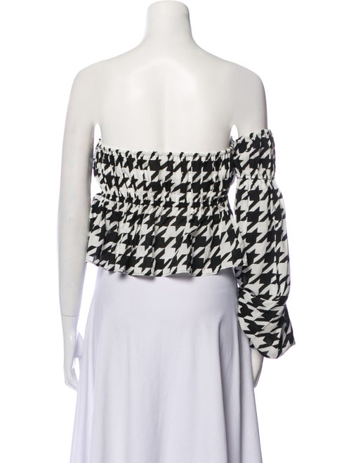 Balmain Houndstooth Print Off-The-Shoulder Crop Top