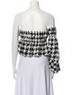 Balmain Houndstooth Print Off-The-Shoulder Crop Top