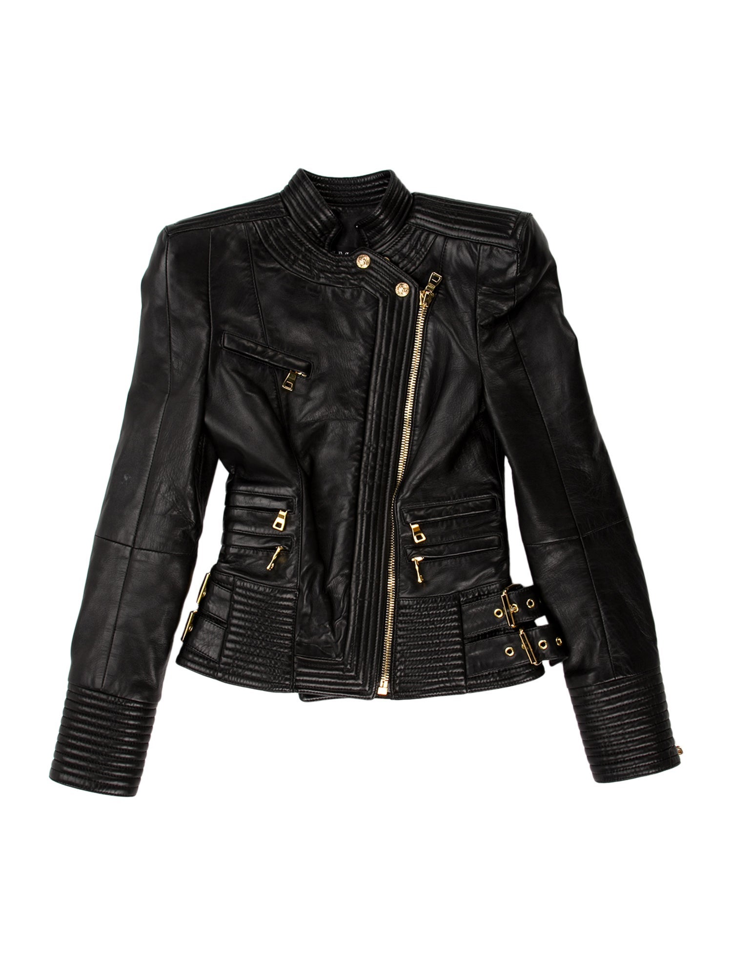 balmain バイカーレザージャケット Zipped leather biker jacket black black - Women | BALMAIN