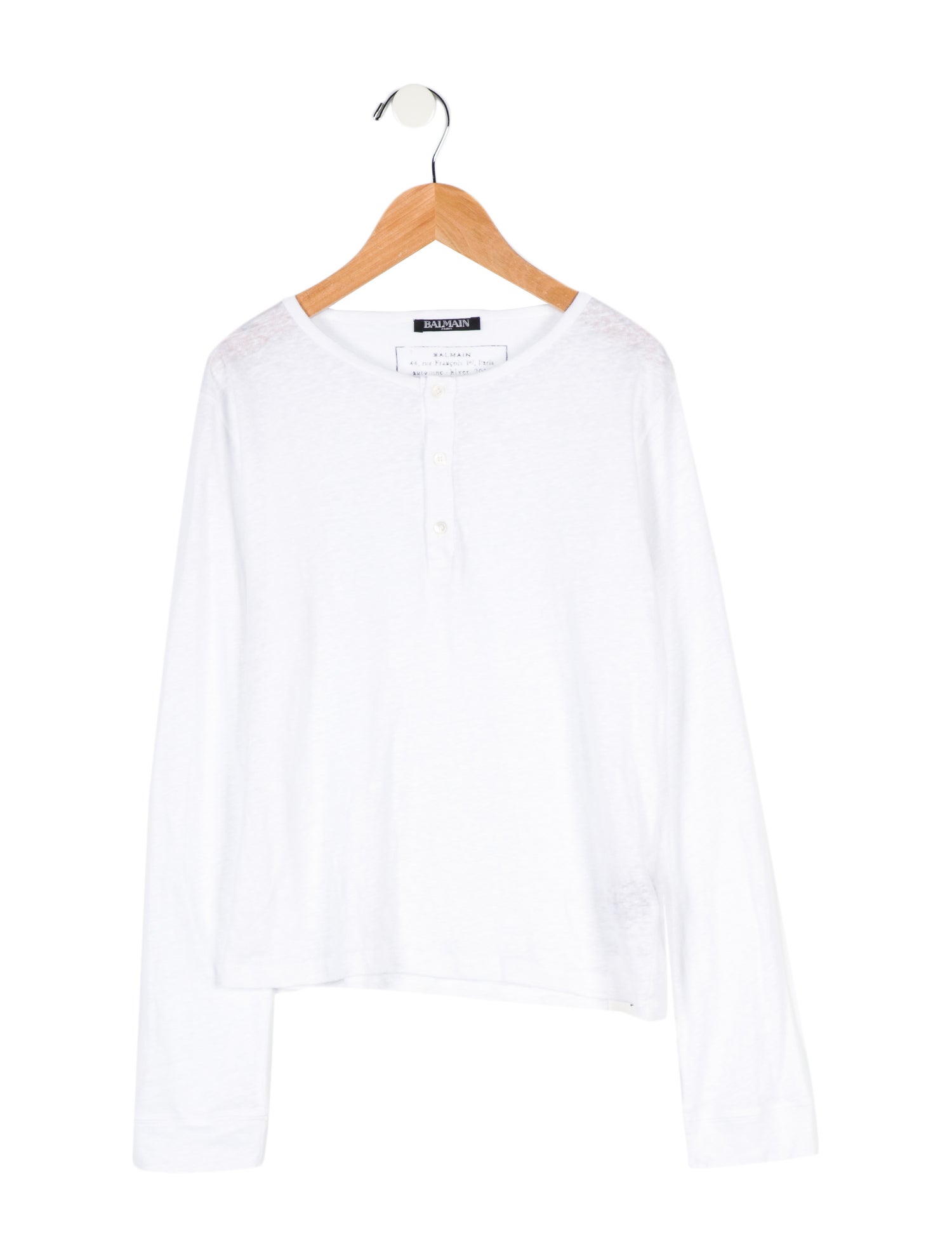 Balmain Girls' Solid Henley Long Sleeve Top