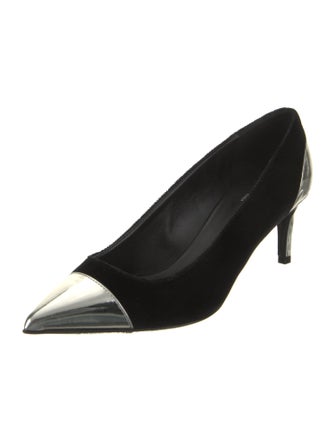 Balmain Velvet Colorblock Pattern Slingback Pumps