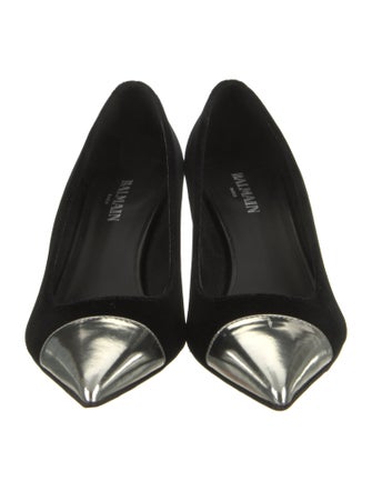 Balmain Velvet Colorblock Pattern Slingback Pumps