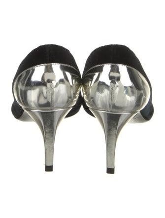 Balmain Velvet Colorblock Pattern Slingback Pumps