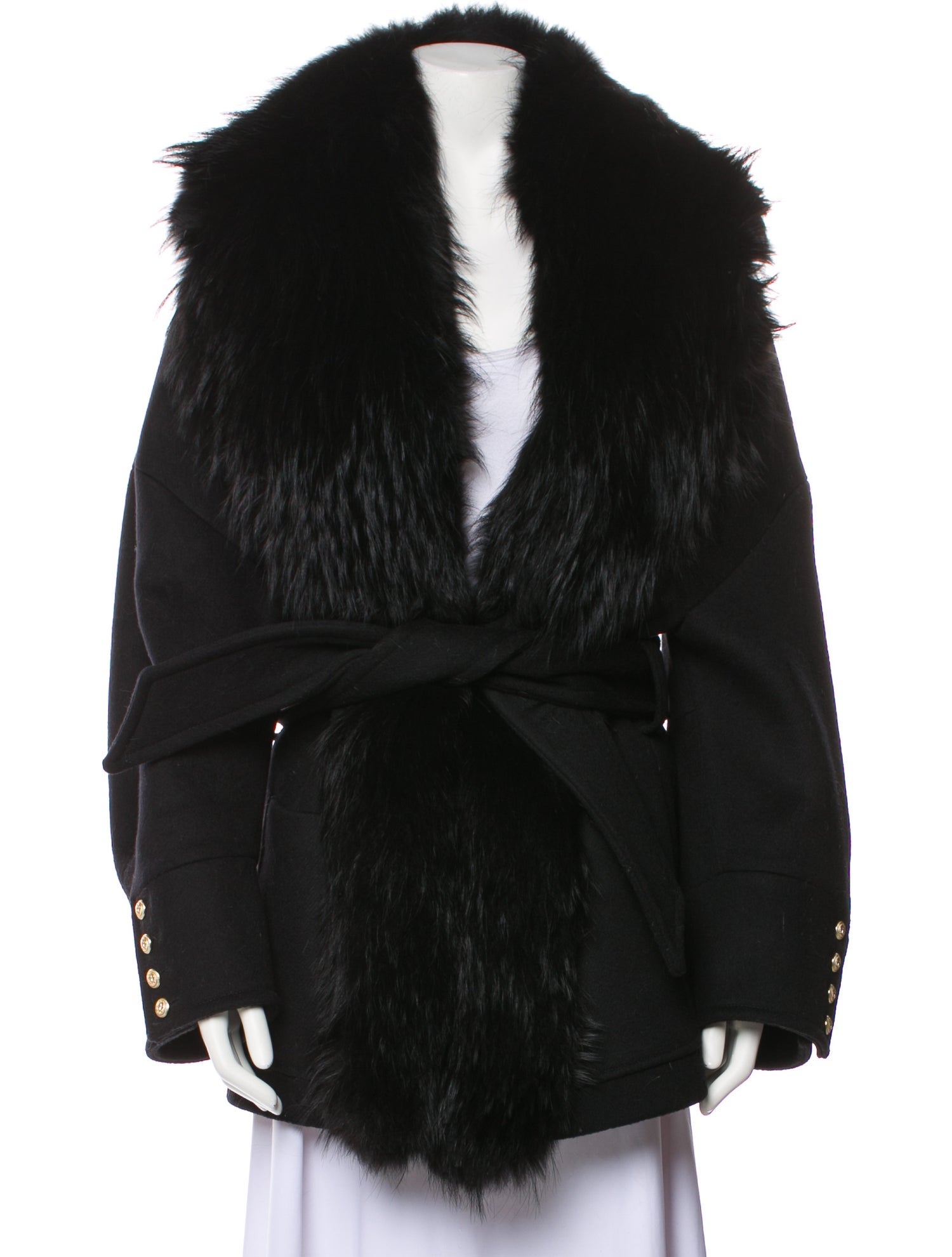 Balmain Virgin Wool Fur Coat