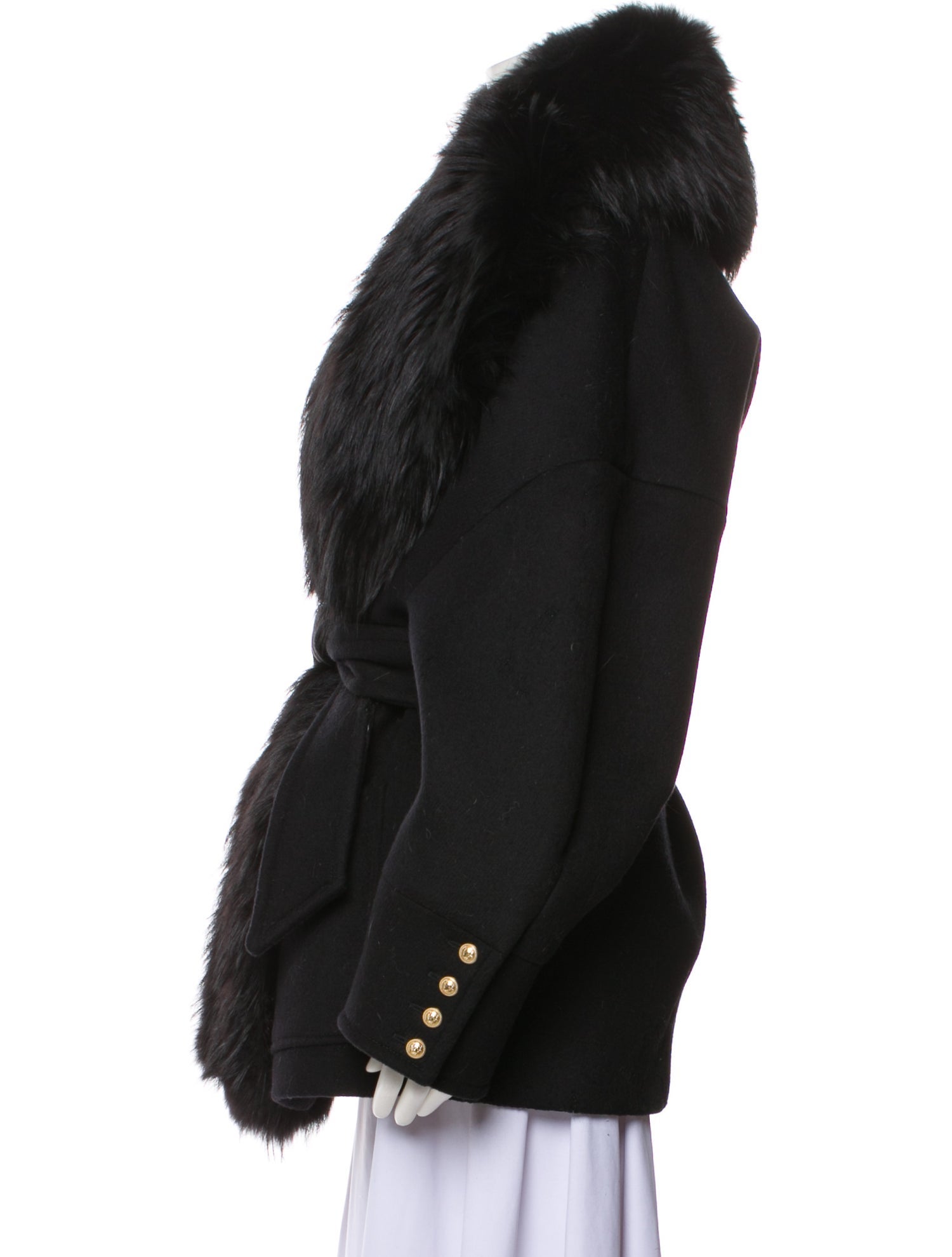 Balmain Virgin Wool Fur Coat