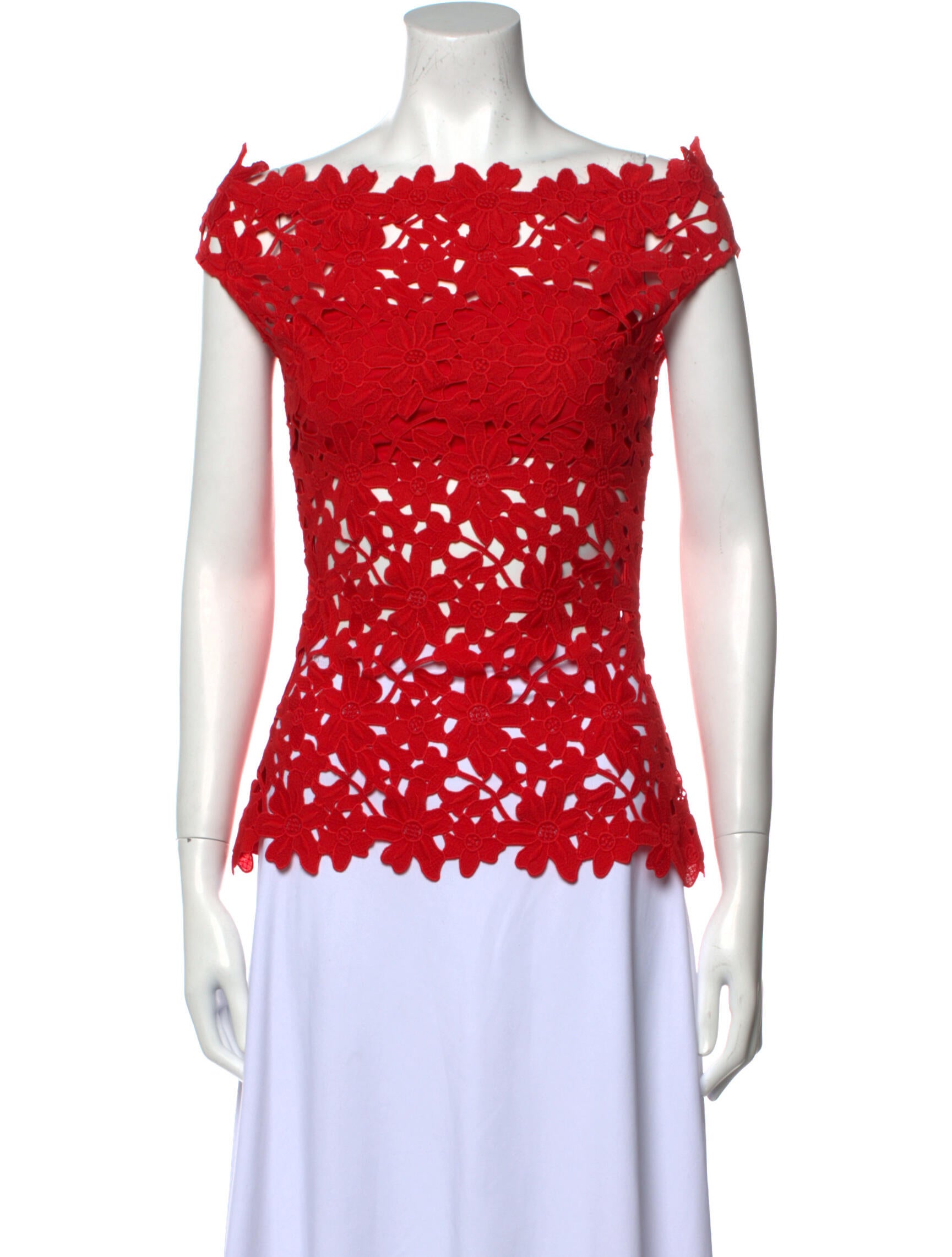 Bambah Lace Pattern Bateau Neckline Top