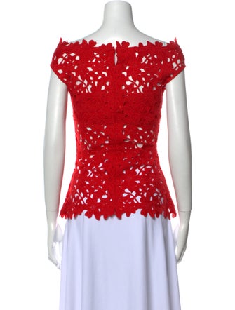 Bambah Lace Pattern Bateau Neckline Top